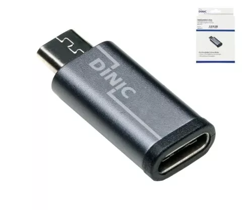 Adaptador, microconector a toma USB C, caja de aluminio, gris espacial, DINIC Box
